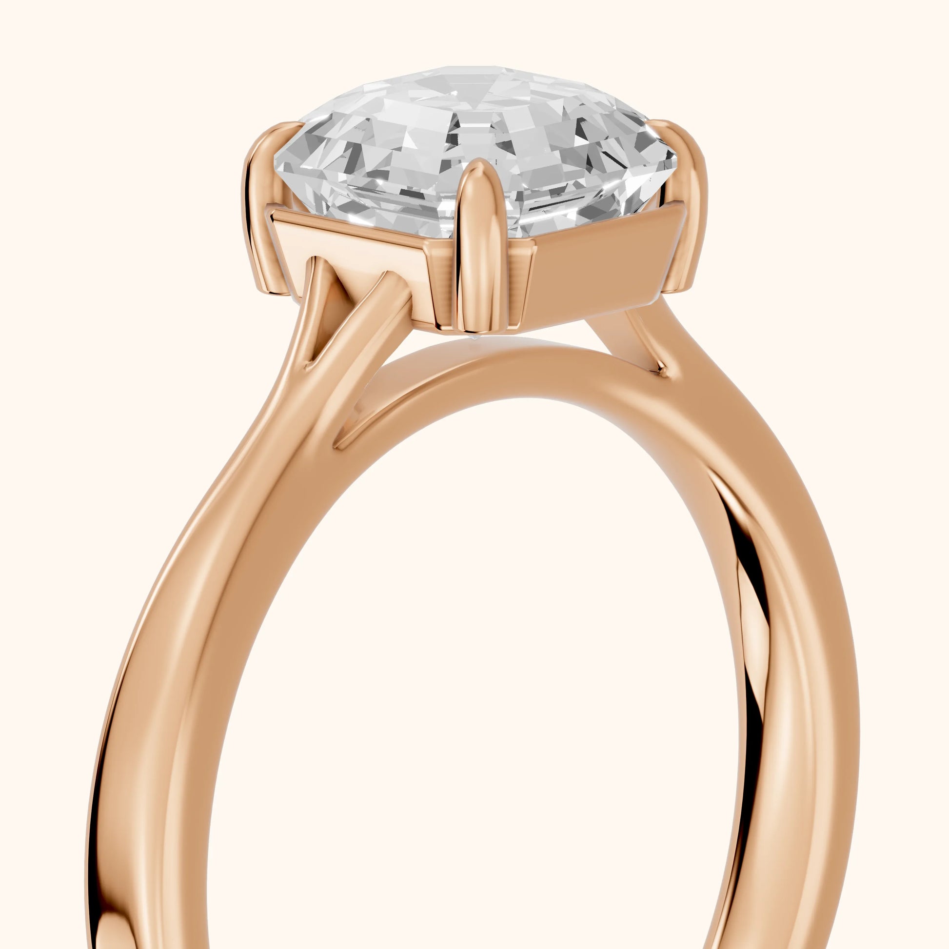 Anais Trellis Solitaire Asscher Diamond Engagement Ring in Rose Gold - slant-view.webp