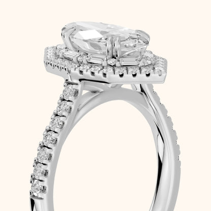 Janelle Double Halo Pavé Marquise Diamond Engagement Ring in Platinum - slant-view.webp