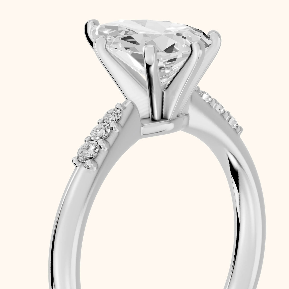 Aveline Flush-Set Pear Diamond Engagement Ring in Platinum - slant-view.webp