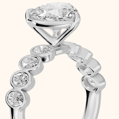 Vittoria Graduated Bezel Heart Diamond Engagement Ring in Silver - slant-view.webp