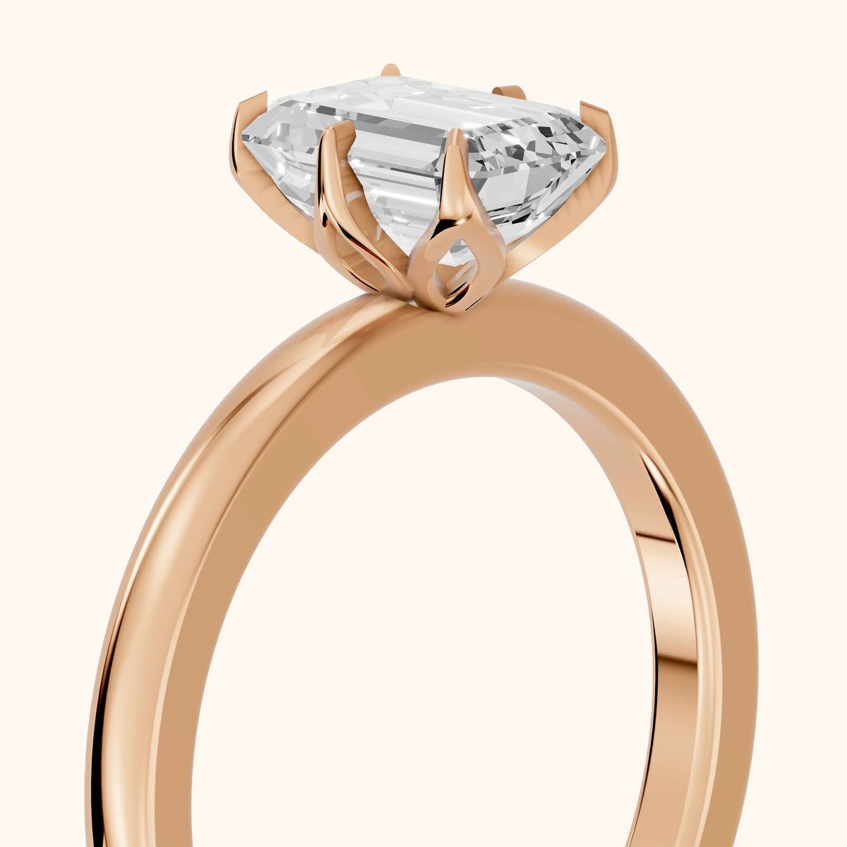 Serena Blossom Solitaire Emerald Diamond Engagement Ring in Rose Gold - slant-view.webp
