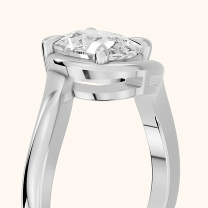 Margaux Bypass Solitaire Cushion Diamond Engagement Ring in Silver - slant-view.webp