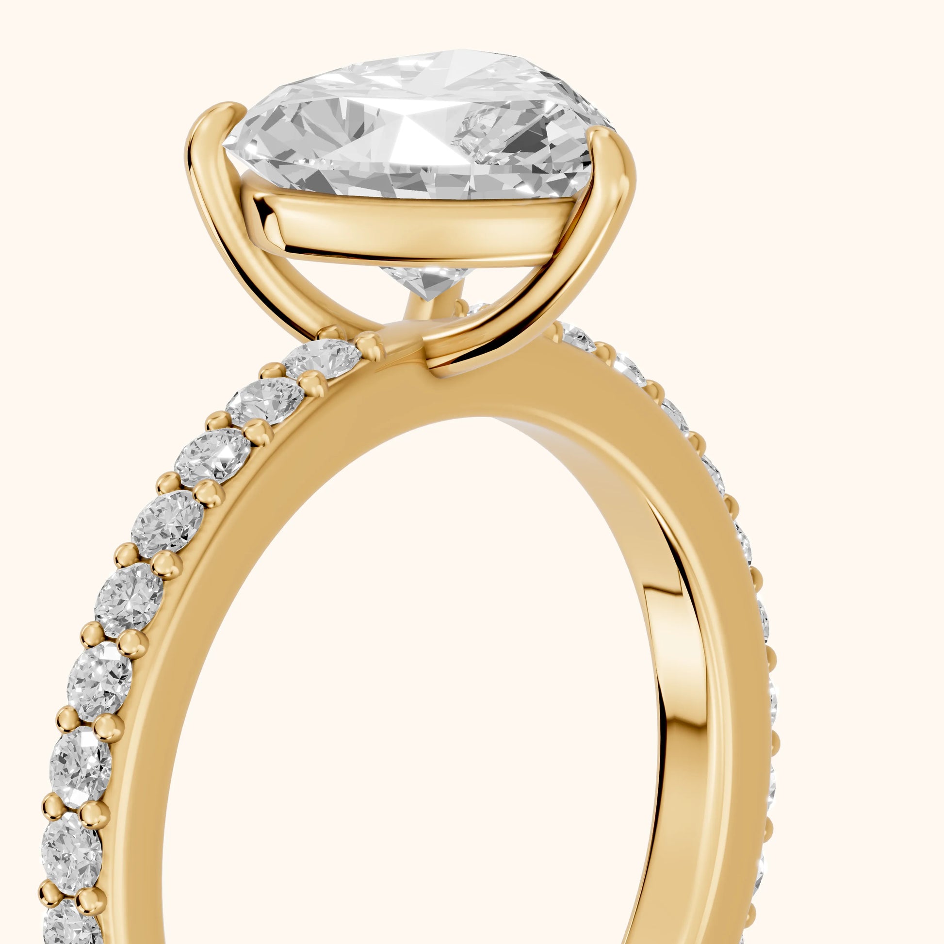 Aisha Pavé Solitaire Heart Diamond Engagement Ring in Yellow Gold - slant-view.webp