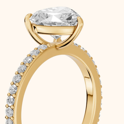 Aisha Pavé Solitaire Heart Diamond Engagement Ring in Yellow Gold - slant-view.webp