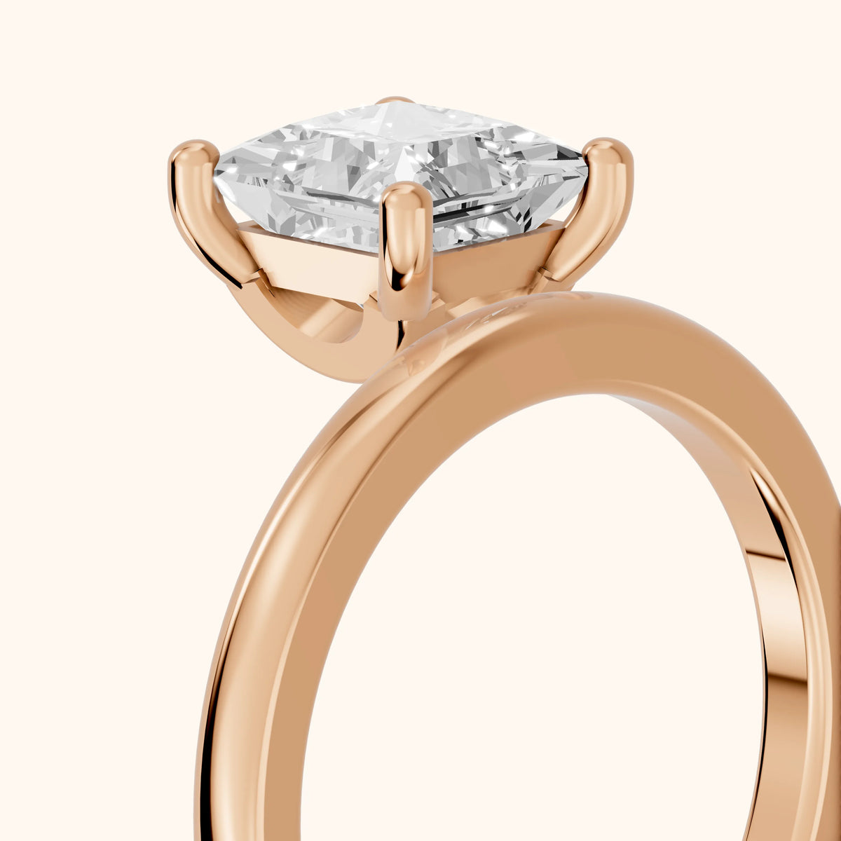 Maisie Four Prong Solitaire Princess Diamond Engagement Ring in Rose Gold - slant-view.webp
