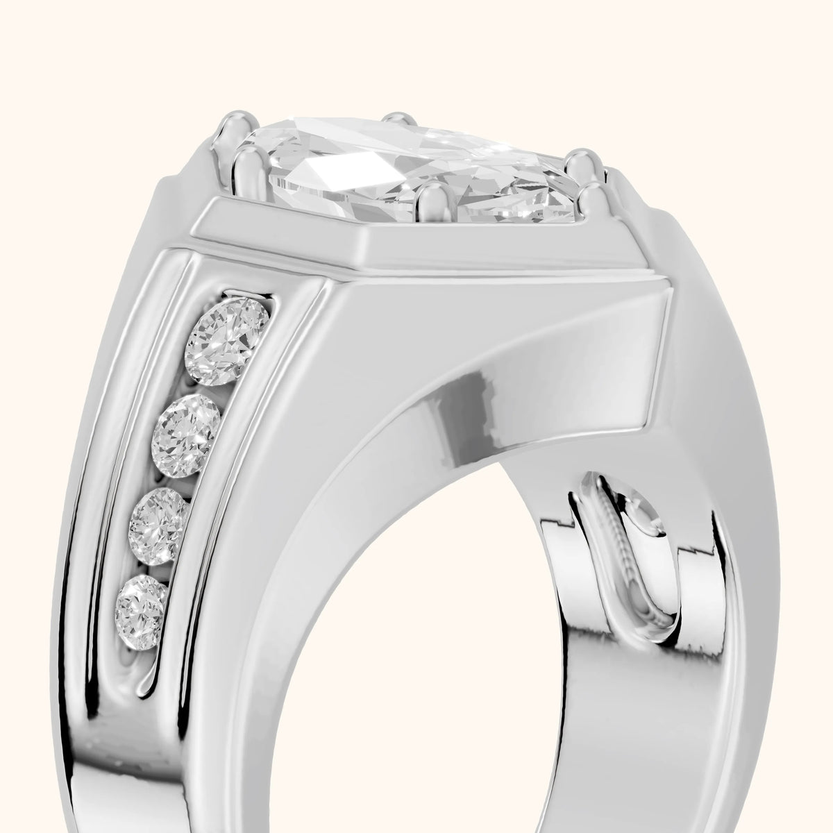 Cody Statement Channel Set Marquise Diamond Engagement Ring in Silver - slant-view.webp