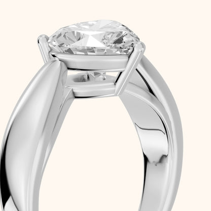 Talia Solitaire Twist Heart Diamond Engagement Ring in Platinum - slant-view.webp