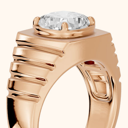 Wells Ridged Dome Cushion Diamond Engagement Ring in Rose Gold - slant-view.webp