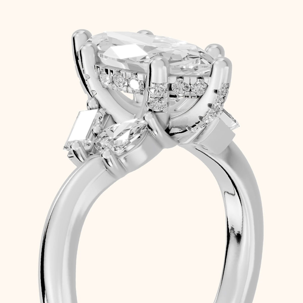 Betty Hidden Halo Cluster Marquise Diamond Engagement Ring in White Gold - slant-view.webp