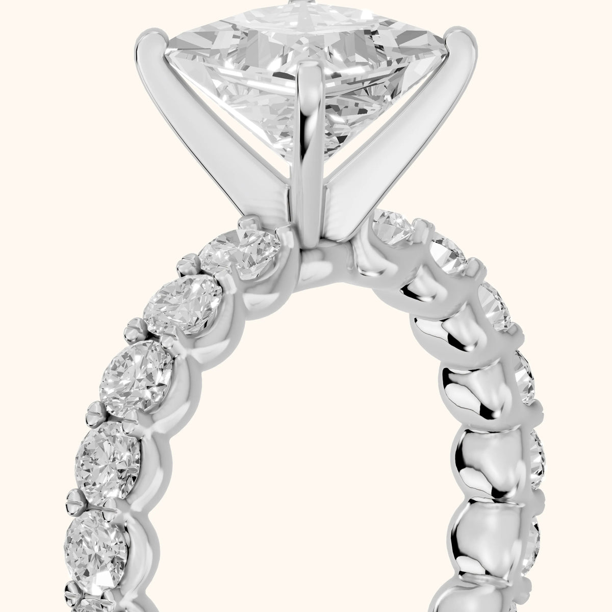 Leta Infinity Pavé Princess Diamond Engagement Ring in Platinum - slant-view.webp