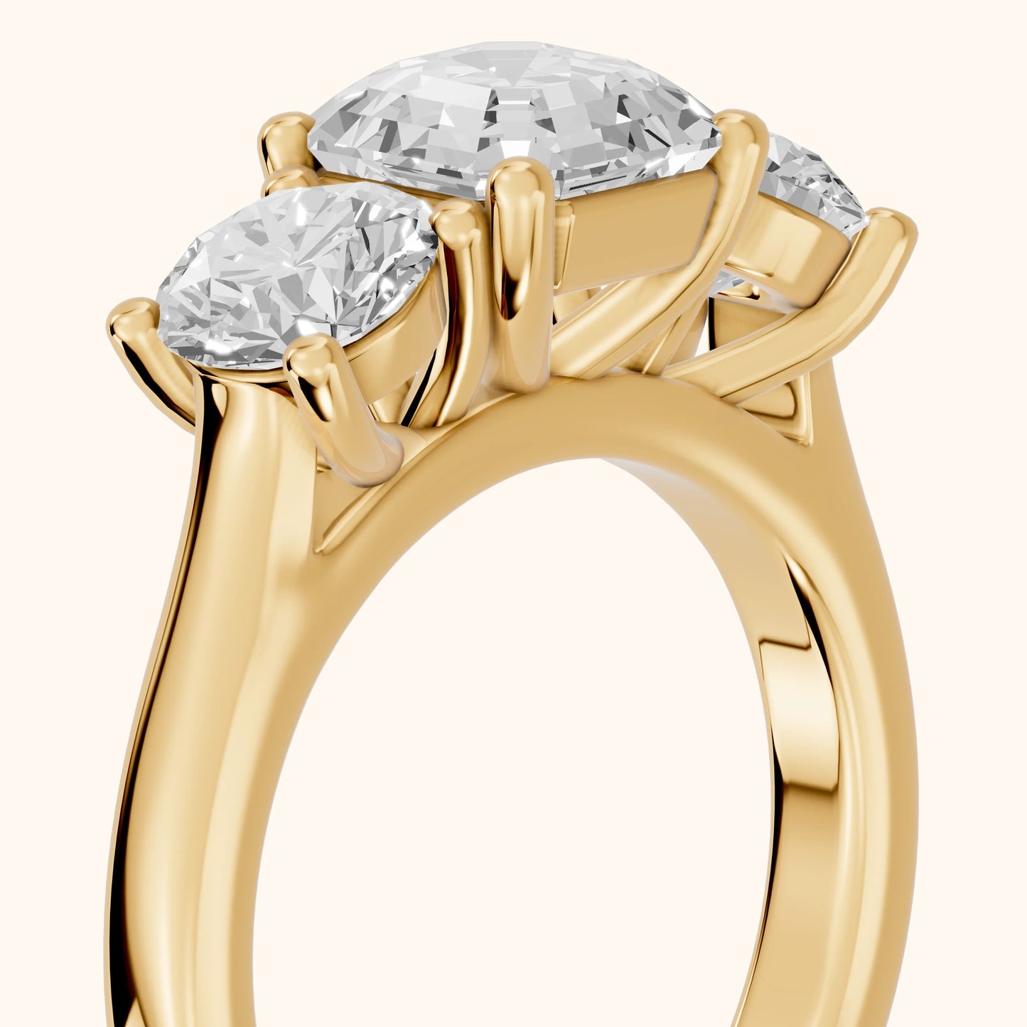 Callie Three-Stone Trellis Asscher Diamond Ring in Yellow Gold - slant-view.webp