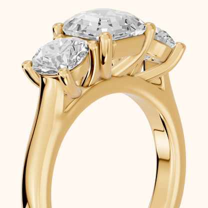 Callie Three-Stone Trellis Asscher Diamond Ring in Yellow Gold - slant-view.webp