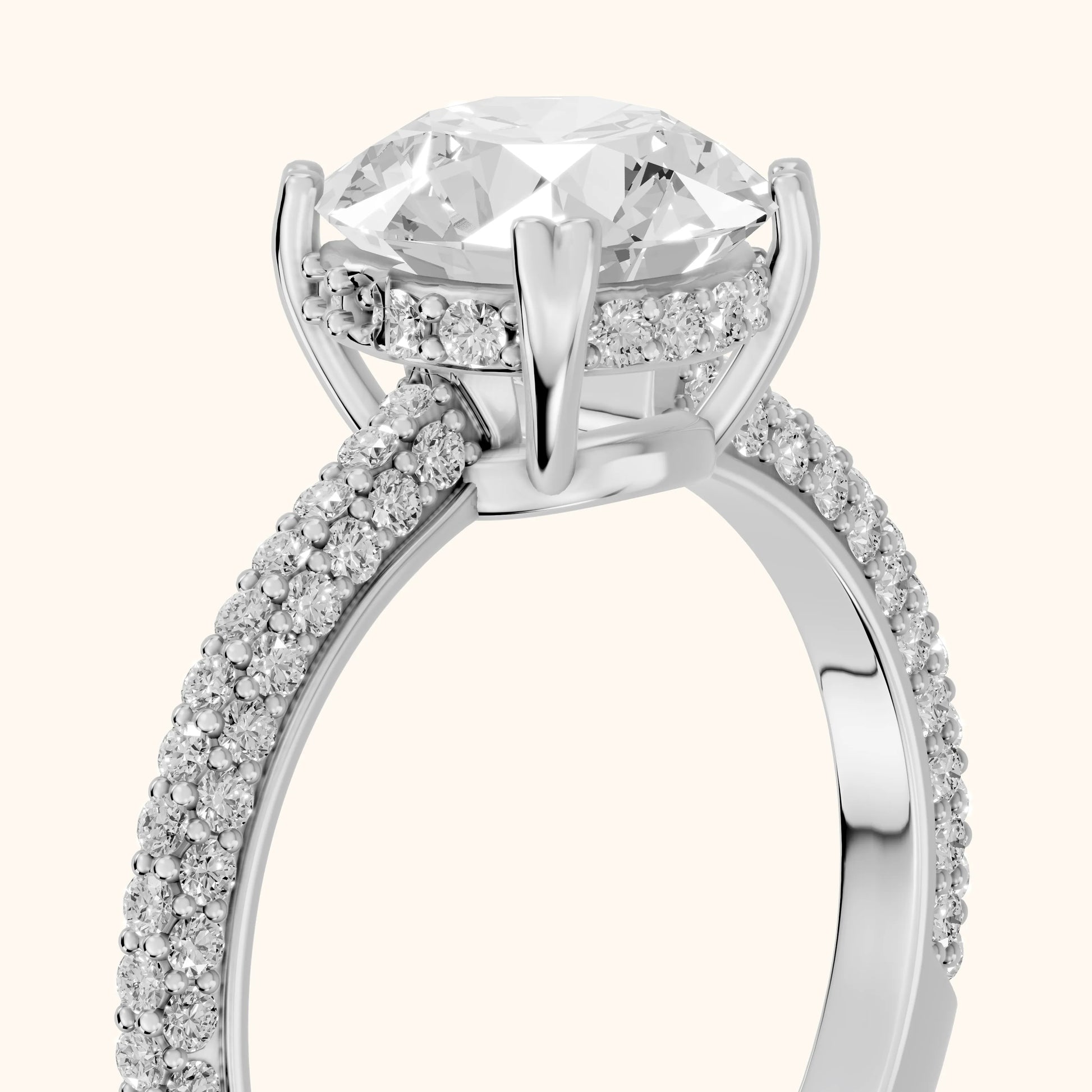 Violet Hidden Halo Pavé Round Diamond Ring in White Gold - slant-view.webp