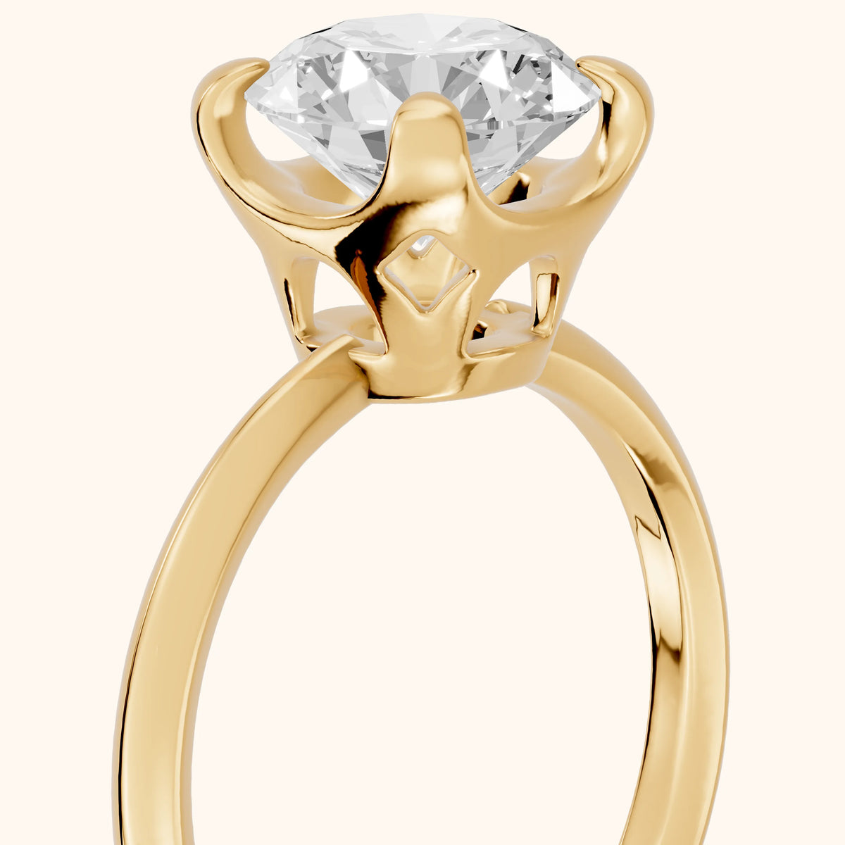 Adele Crown Solitaire Round Diamond Engagement Ring in Yellow Gold - slant-view.webp