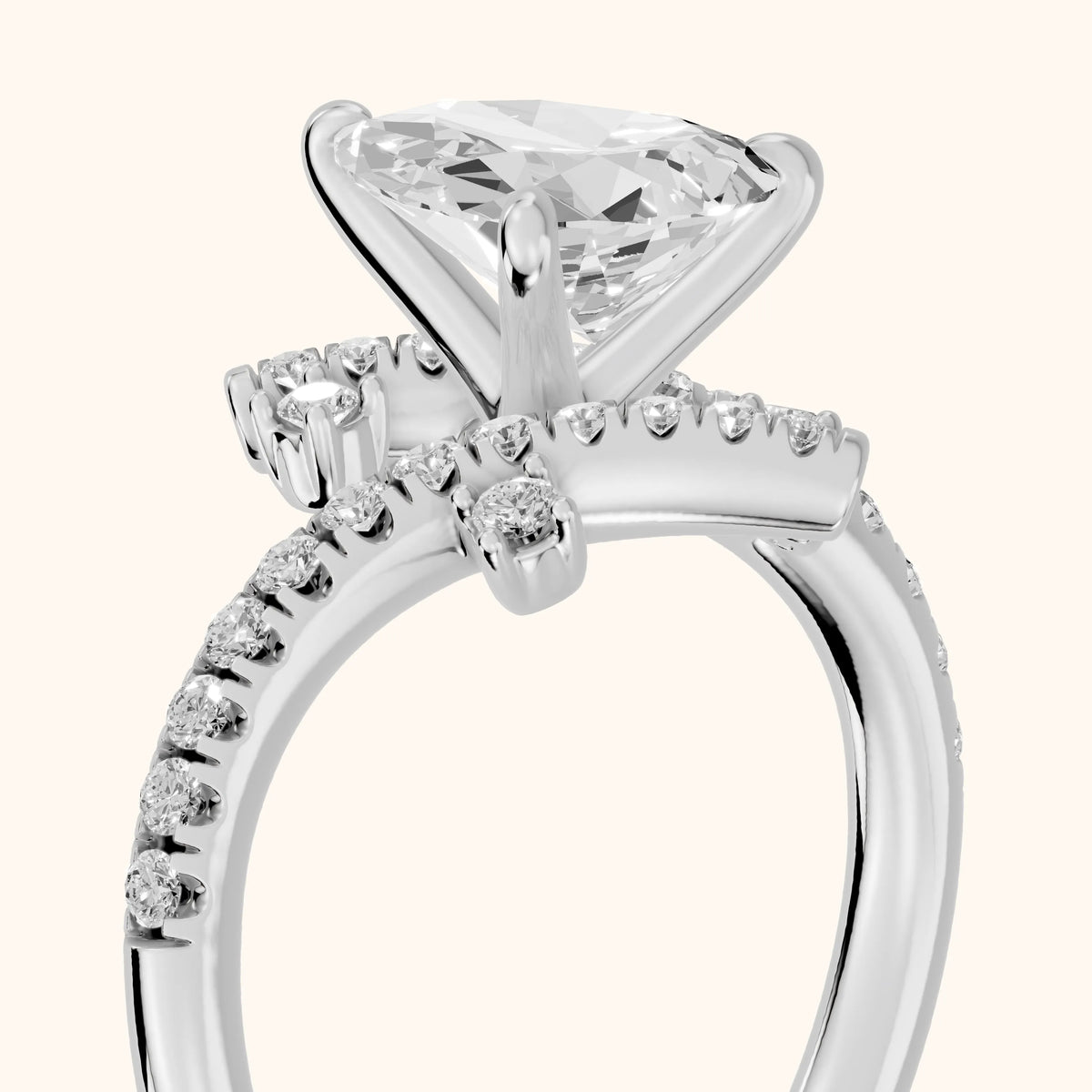 Agnes Bypass Pavé Pear Diamond Engagement Ring in Silver - slant-view.webp