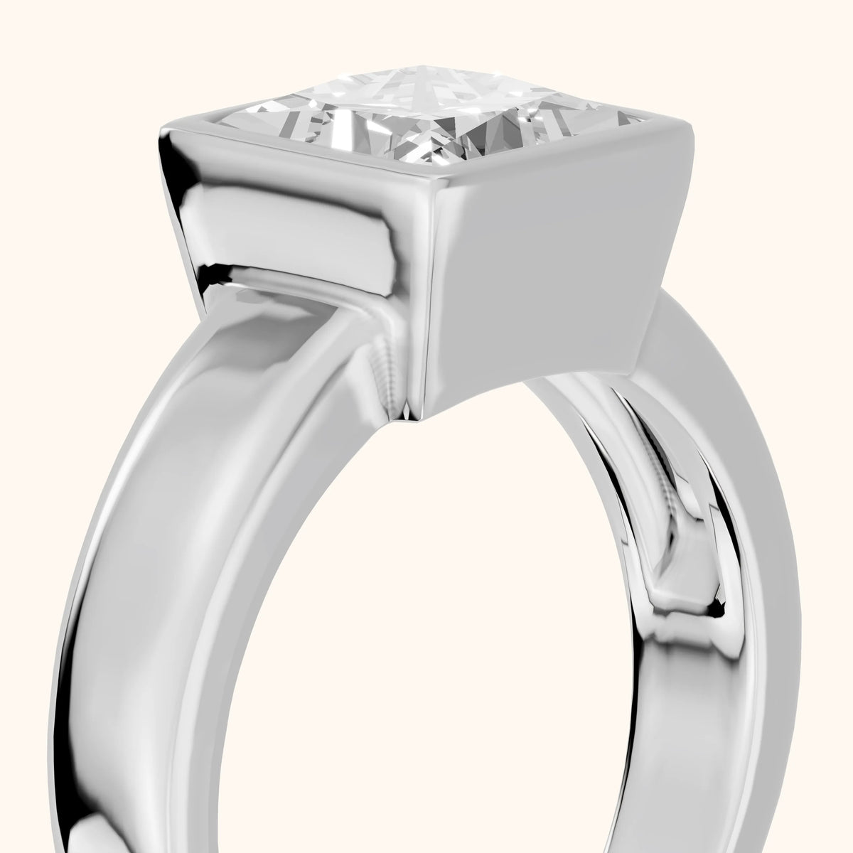 Ida Bezel Solitaire Princess Diamond Engagement Ring in Silver - slant-view.webp