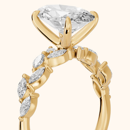 Mirella Laurel Oval Diamond Engagement Ring in Yellow Gold - slant-view.webp