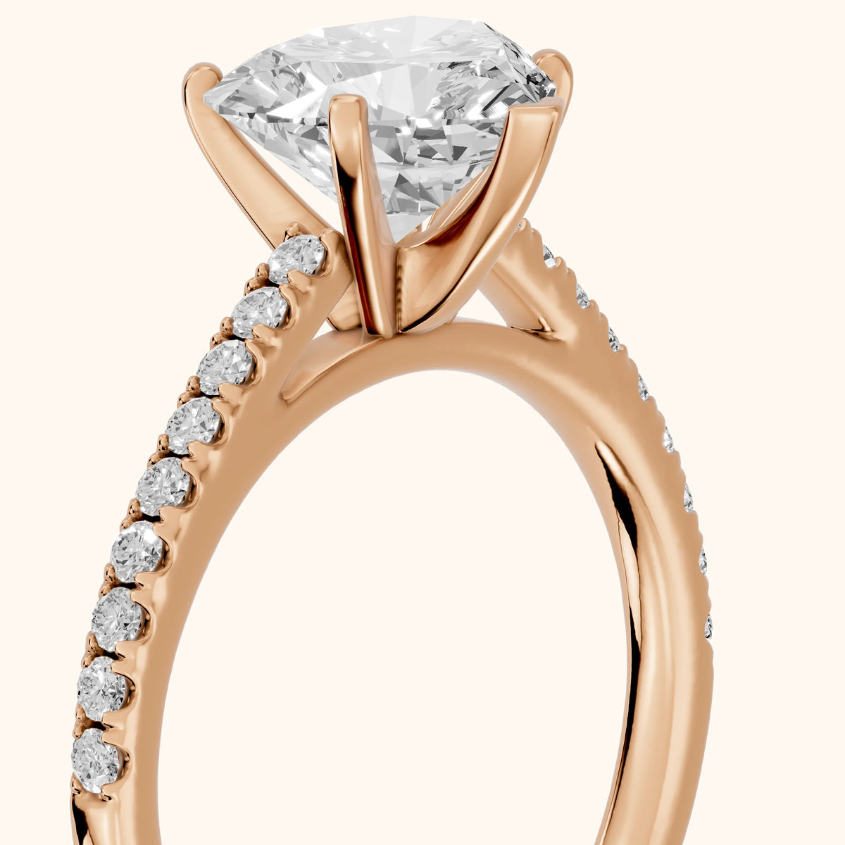 Ailsa Micropavé Heart Diamond Engagement Ring in Rose Gold - slant-view.webp