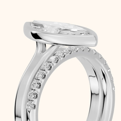 Ayla Bezel Bypass Marquise Diamond Ring in Silver - slant-view.webp