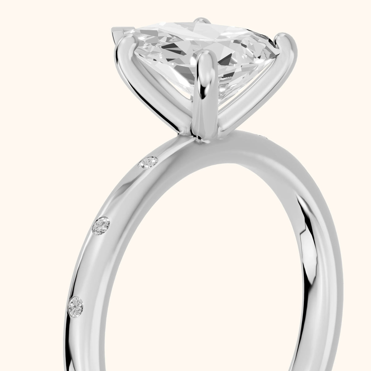 Dulcie Flush-Set Pear Diamond Engagement Ring in Silver - slant-view.webp