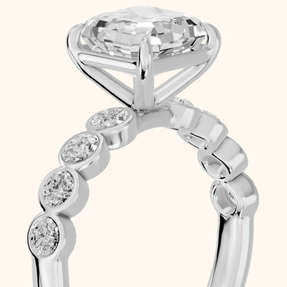 Edie Beaded Bezel Asscher Diamond Engagement Ring in Platinum - slant-view.webp