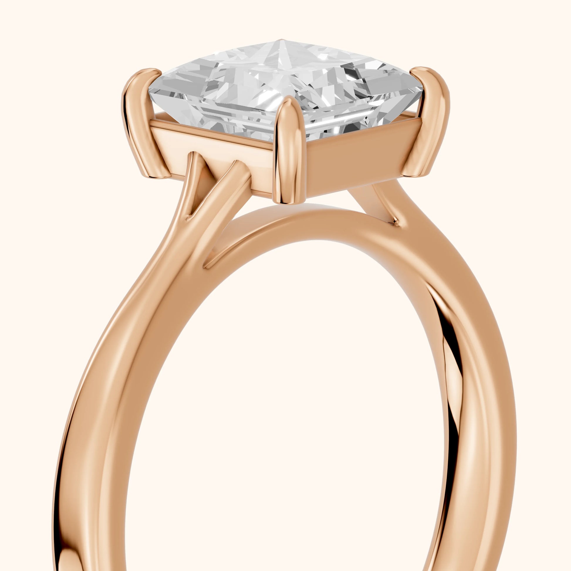 Anais Trellis Solitaire Princess Diamond Engagement Ring in Rose Gold - slant-view.webp