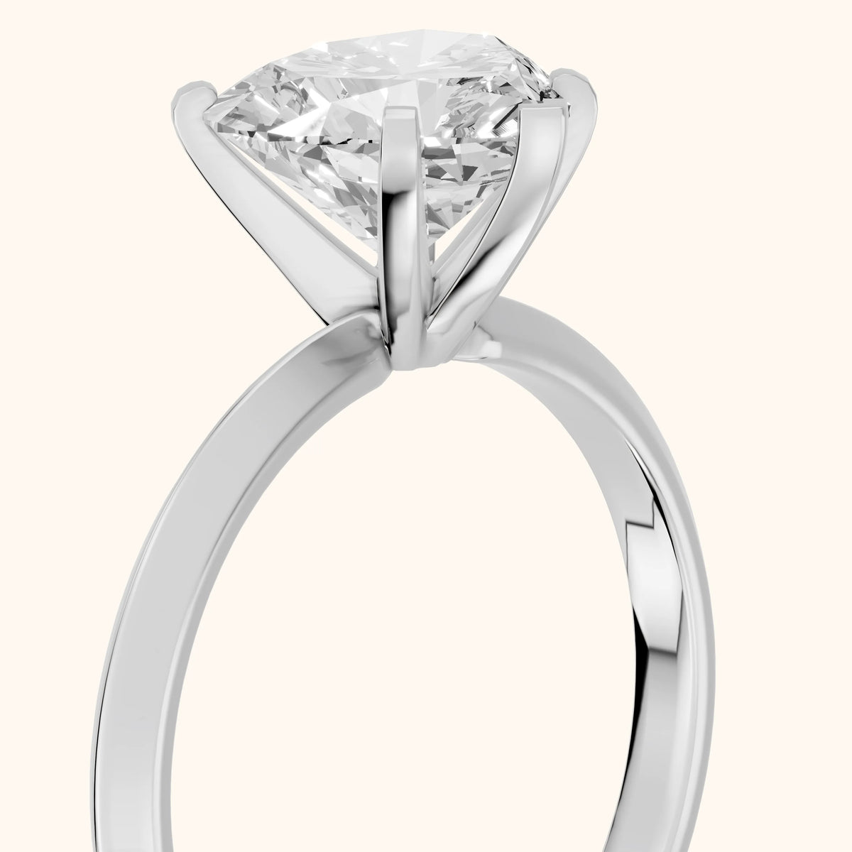 Verity Solitaire Knife Edge Heart Diamond Engagement Ring in Silver - slant-view.webp