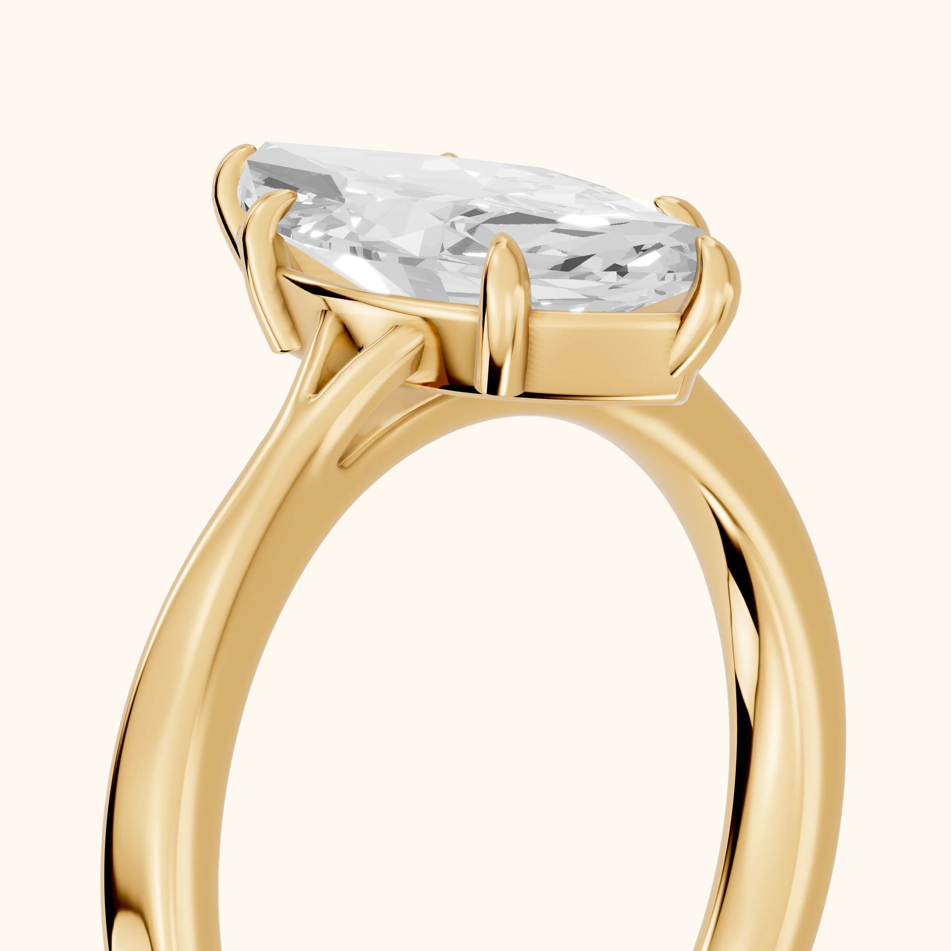Anais Trellis Solitaire Marquise Diamond Engagement Ring in Yellow Gold - slant-view.webp