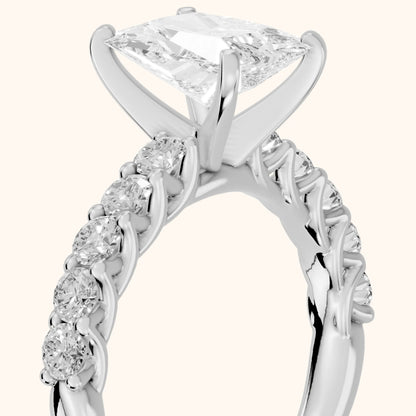 Heloise Statement Pavé Radiant Diamond Engagement Ring in Silver - slant-view.webp