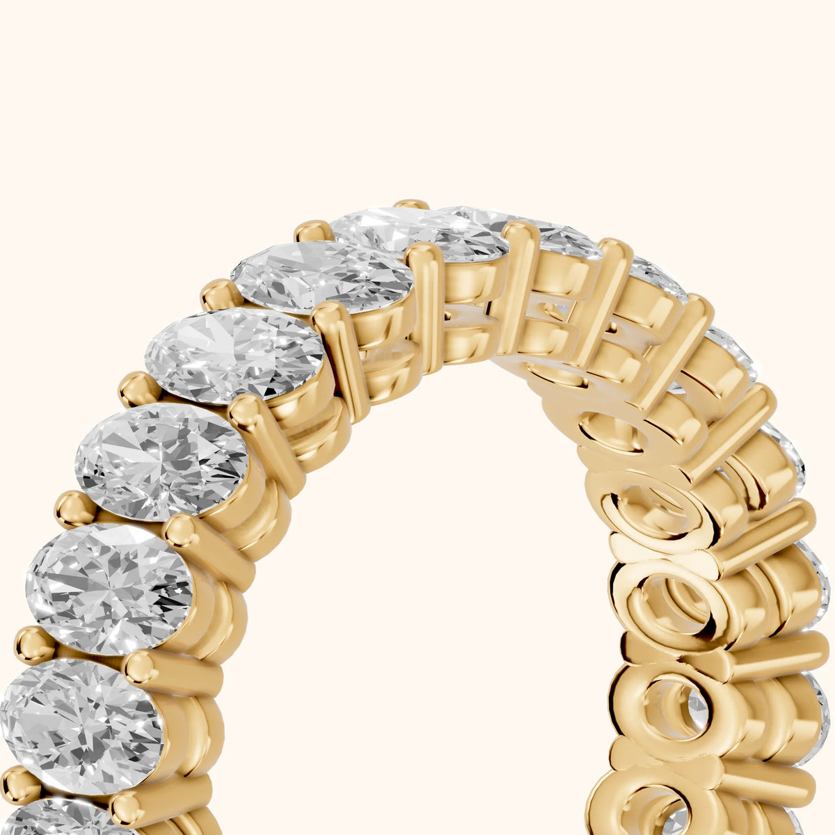 Renata Shared Prong Oval Diamond Eternity Band in Yellow Gold - slant-view
