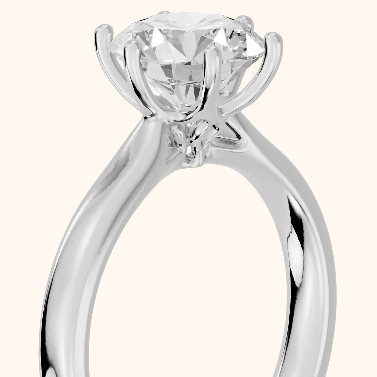 Reese Solitaire Cathedral Round Diamond Engagement Ring in Silver - slant-view.webp