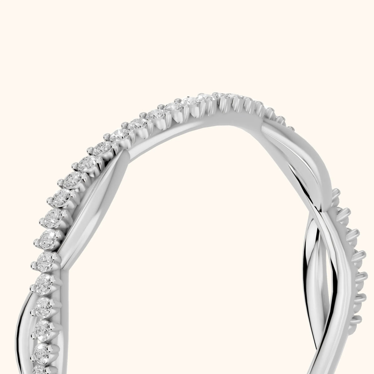 Amani Petite Twist Round Diamond Half Eternity Band in Silver - slant-view