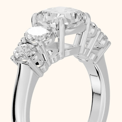 Judith Statement Five-Stone Cushion Diamond Engagement Ring in Silver - slant-view.webp