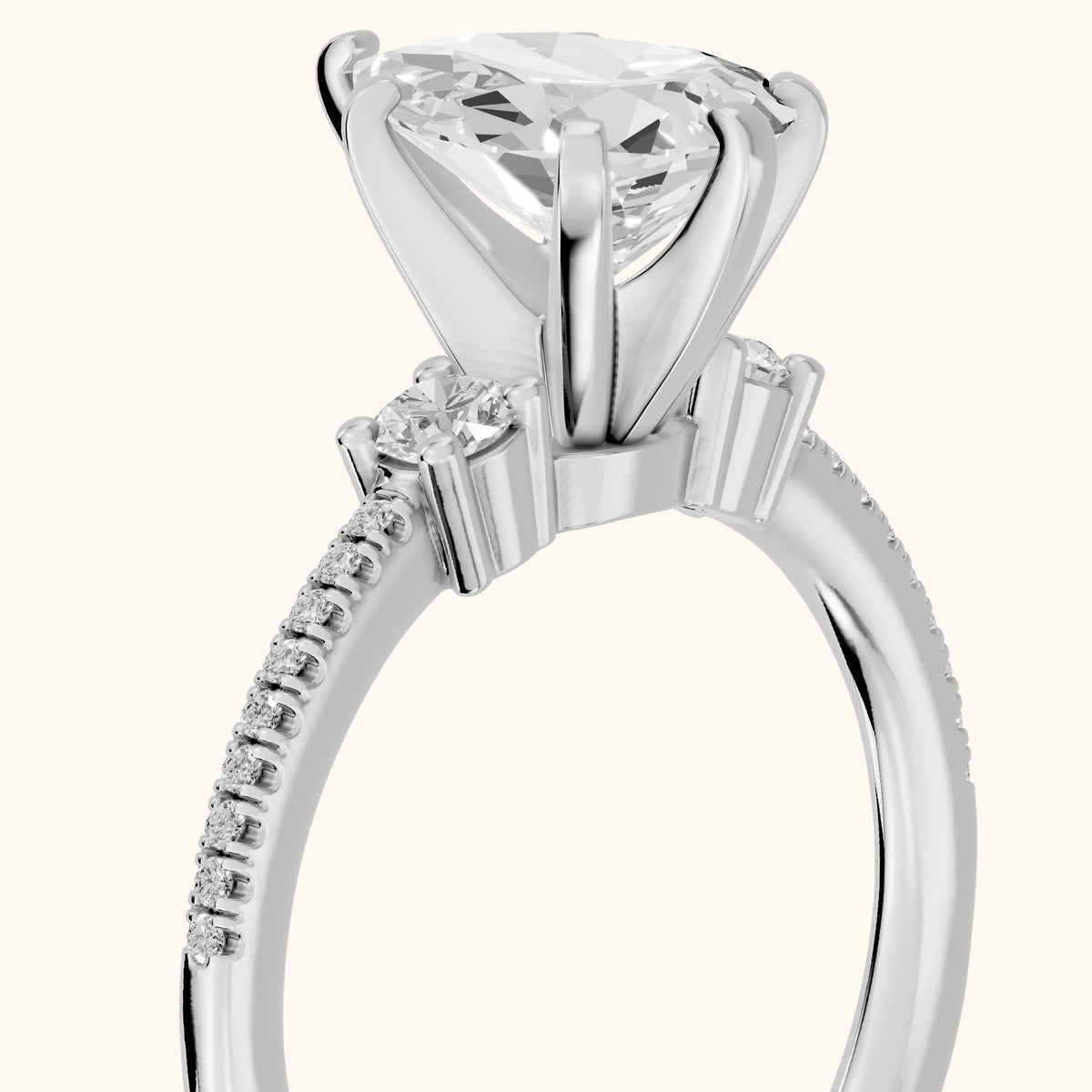 Nerissa Three-Stone Micropavé Pear Diamond Engagement Ring in Silver - slant-view.webp