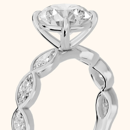 Bonnie Vine Bezel Round Diamond Engagement Ring in Silver - slant-view.webp