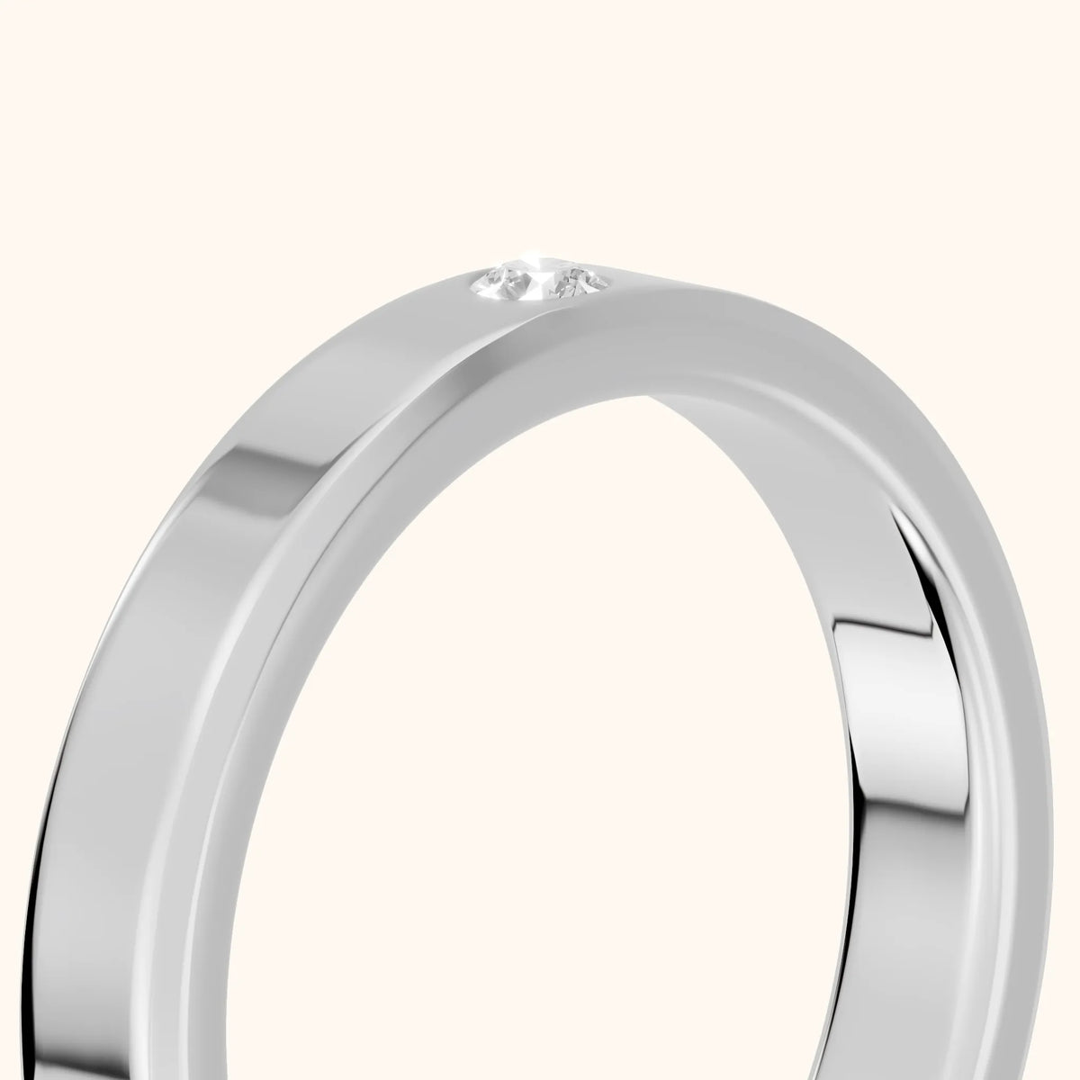 Kiara Classic Bezel Round Diamond Wedding Band in White Gold - slant-view