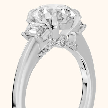Eureka Trapezoid Three-Stone Round Diamond Engagement Ring in Silver - slant-view.webp
