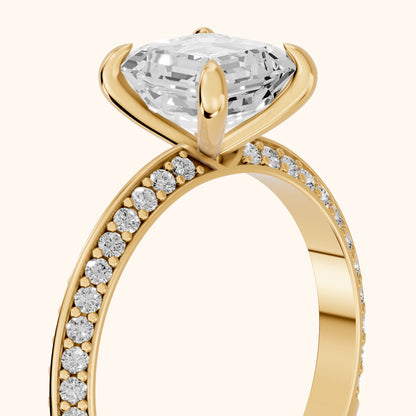 Meredith Knife Edge Pavé Asscher Diamond Engagement Ring in Yellow Gold - slant-view.webp