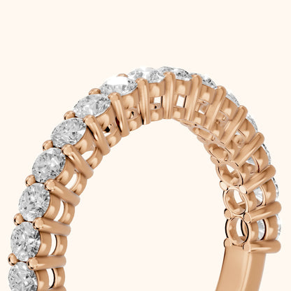 Gala Shared Prong Round Diamond Half Eternity Band in Rose Gold - slant-view