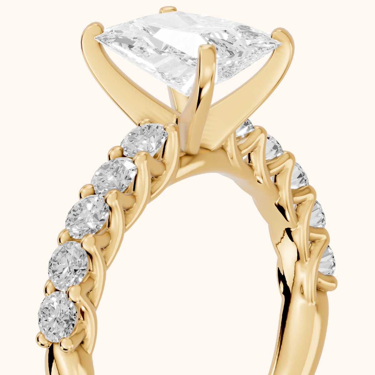 Heloise Statement Pavé Radiant Diamond Engagement Ring in Yellow Gold - slant-view.webp