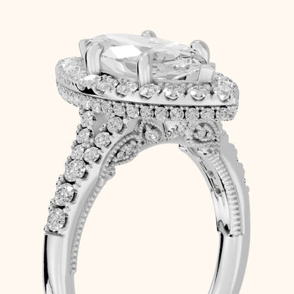 Kenner Halo Split Shank Marquise Diamond Engagement Ring in Platinum - slant-view.webp
