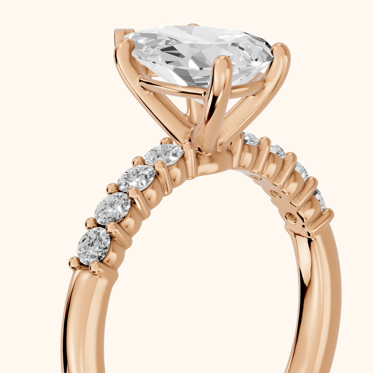 Mayfield Pavé Pear Diamond Engagement Ring in Rose Gold - slant-view.webp