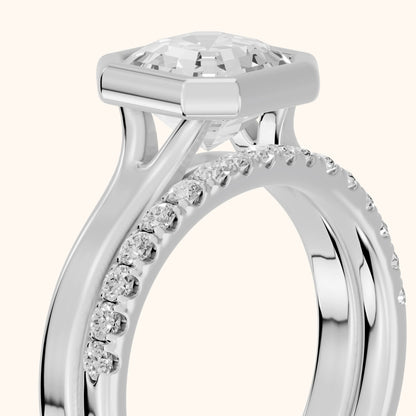 Ayla Bezel Bypass Asscher Diamond Ring in White Gold - slant-view.webp