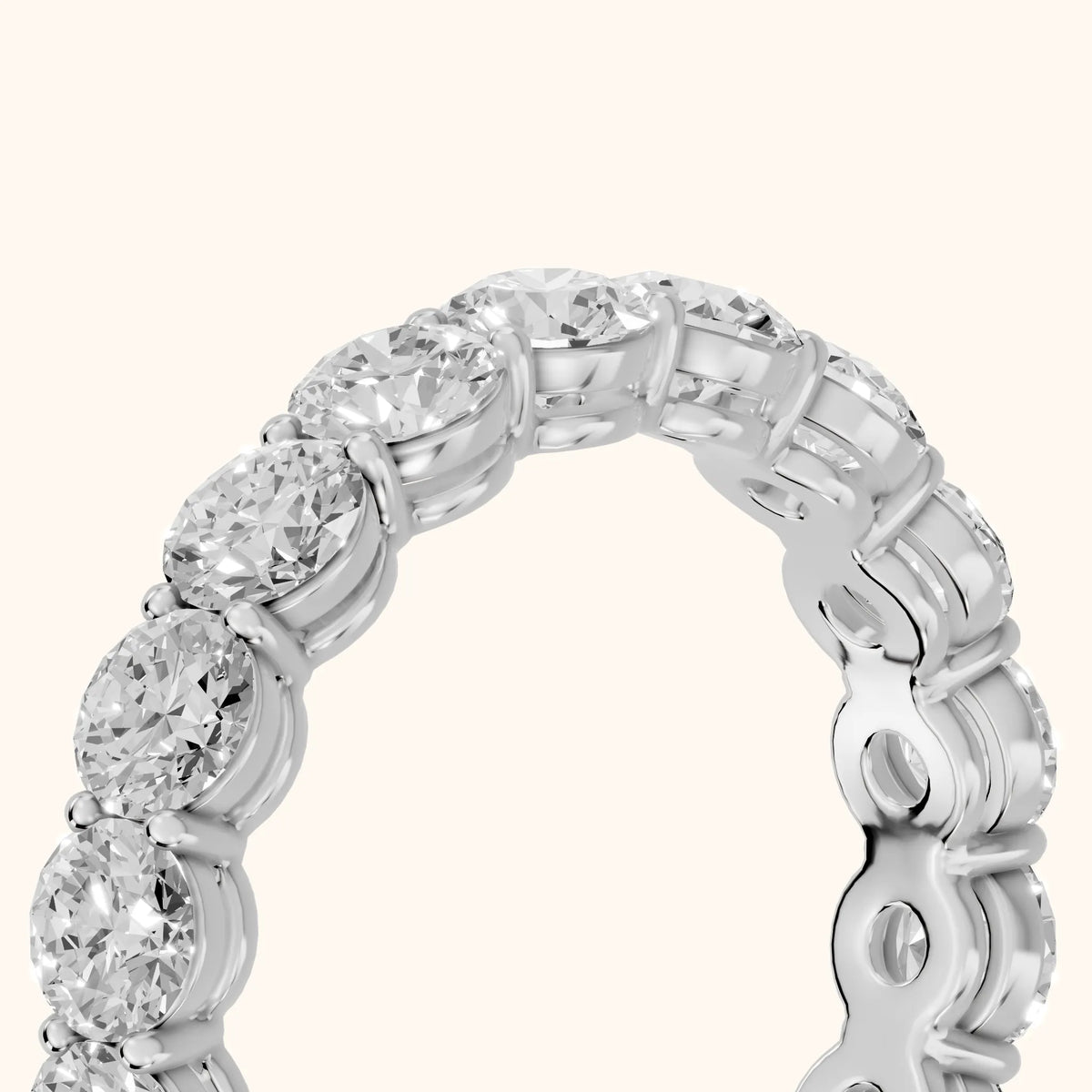 Dara Shared Prong Round Diamond Eternity Band in Silver - slant-view