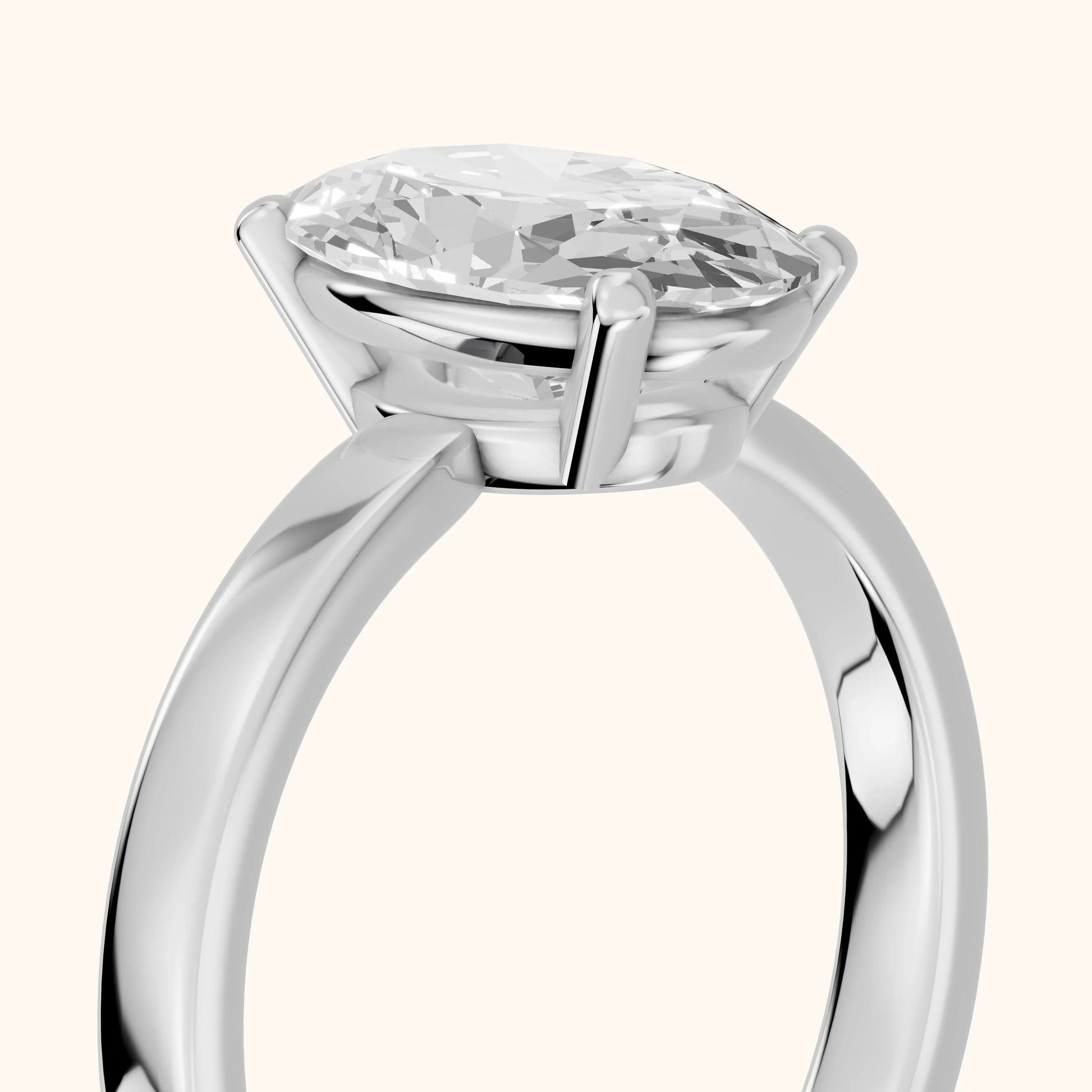 Delia Solitaire Oval Diamond Engagement Ring in Silver - slant-view.webp