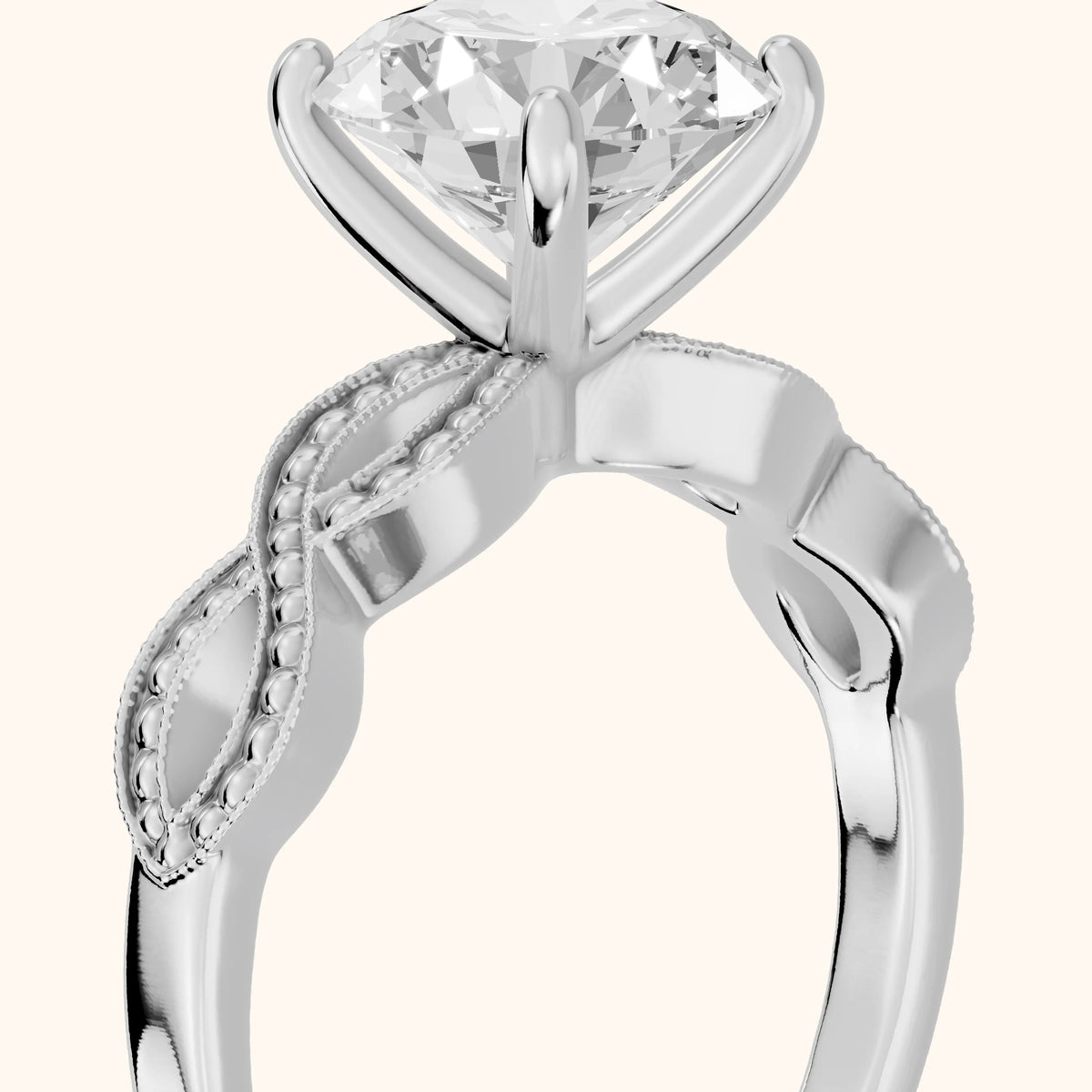 Jeanie Twist Solitaire Round Diamond Engagement Ring in Silver - slant-view.webp