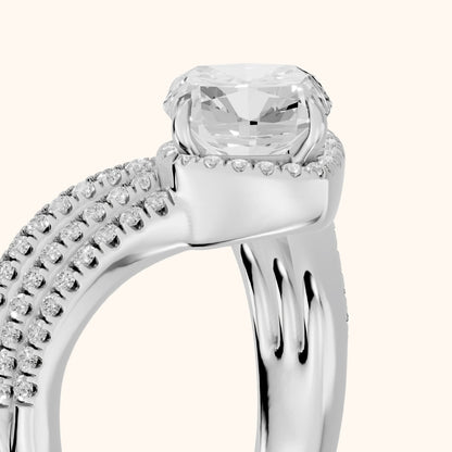 Francesca Chevron Halo Cushion Diamond Engagement Ring in Platinum - slant-view.webp