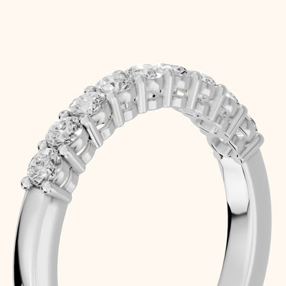 Daniela Shared Prong Round Diamond Half Eternity Band in Platinum - slant-view