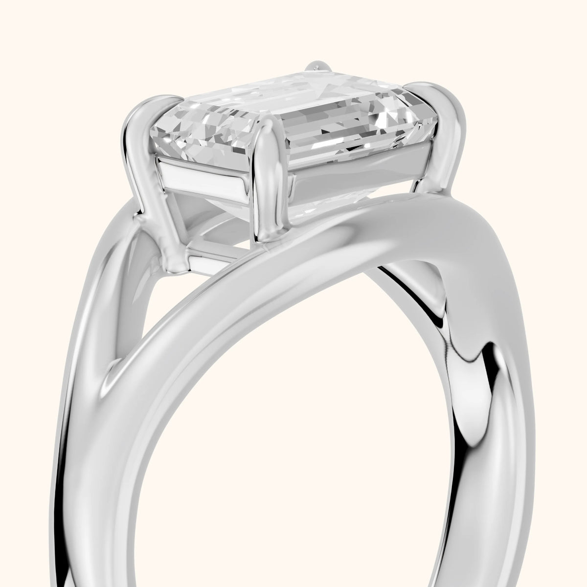 Madeleine Split Shank Emerald Diamond Engagement Ring in Platinum - slant-view.webp