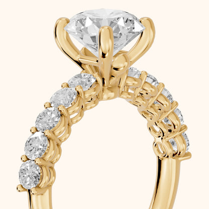 Sterling Statement Pavé Round Diamond Engagement Ring in Yellow Gold - slant-view.webp